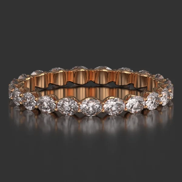 3 x 2.3 mm U-Shaped Shared Prong Eternity Band in Rose Gold