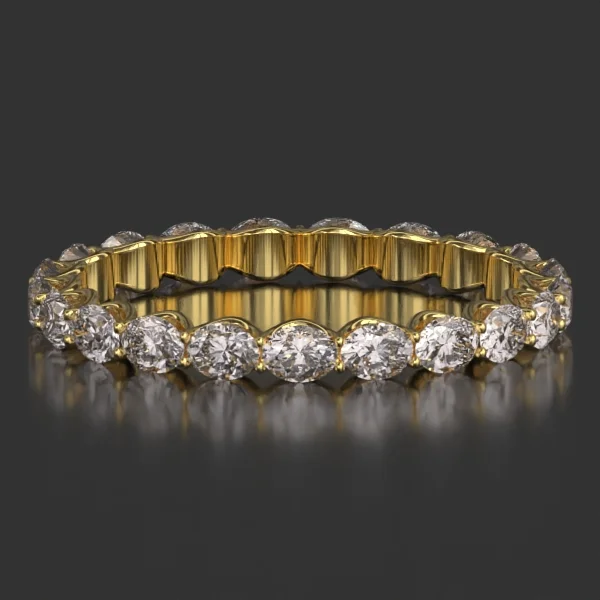 3 x 2.3 mm U-Shaped Shared Prong Eternity Band in Yellow Gold
